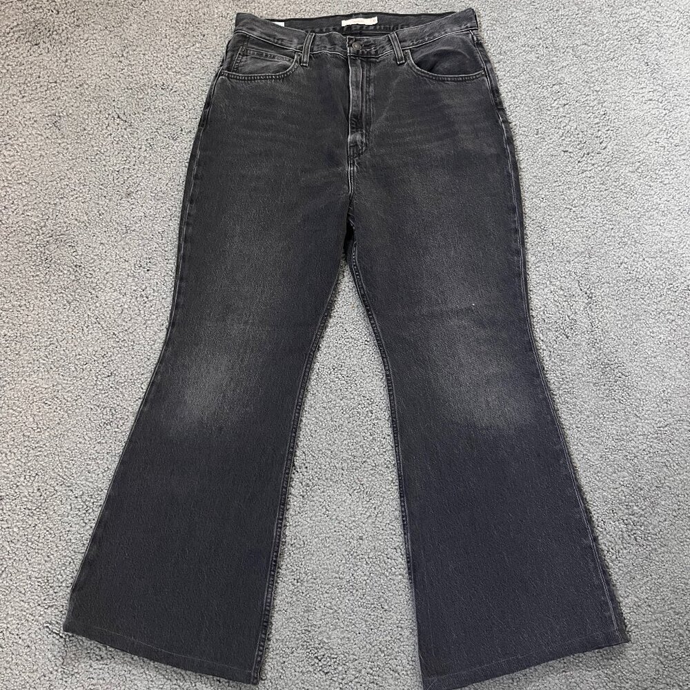 LEVI'S BIG E 70's HIGH FLARE High Rise BIG Bell Bottom Jeans - Black -  W32 L30